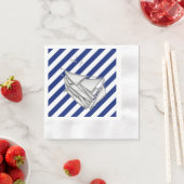 クロムセイボートオンネイビーストライププリント 縁ありカクテルナプキン (インサイチュ)