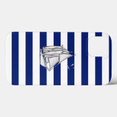 クロムセイル航海のボートオンネイビーストライププリント Case-Mate iPhoneケース (裏面 (横))