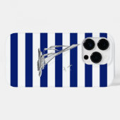クロムセイル航海のボートオンネイビーストライププリント Case-Mate iPhoneケース (裏面 (横))
