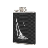 クロムセーリングボートの炭素繊維プリント フラスク (左)