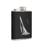 クロムセーリングボートの炭素繊維プリント フラスク (右)