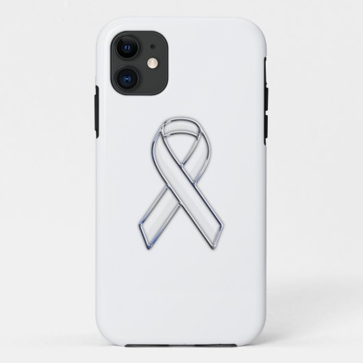 クロムトリムスタイルホワイトリボン認識度 Case-Mate iPhoneケース (裏面)