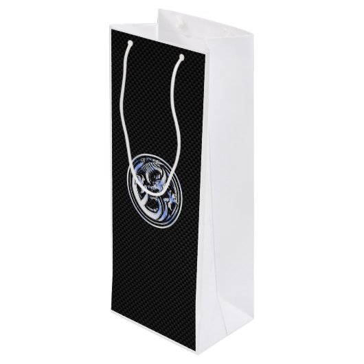 クロムドラゴンクレストインカーボンファイバープリント ワインギフトバッグ (裏面アングル)