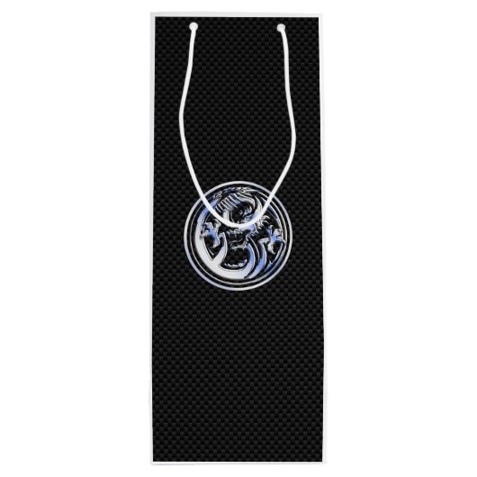 クロムドラゴンクレストインカーボンファイバープリント ワインギフトバッグ (裏面)