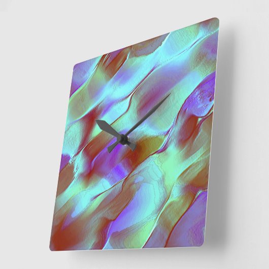 クロムパープルで磨いた岩 スクエア壁時計 (傾斜)