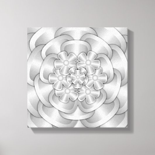 クロムフラワー – シルバーキャンバス印刷 キャンバスプリント (正面)