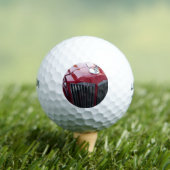 クロムフード付きヴィンテージレッドカーオーナメント ゴルフボール (インサイチュ 木)