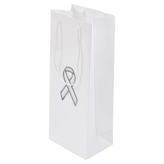 クロムプリントによってベルトを付けられる白いリボンの認識度 ワインギフトバッグ (正面アングル)