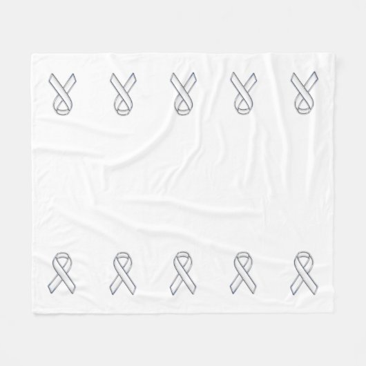 クロムプリントベルテッドホワイトリボン認識度 フリースブランケット (正面(横))