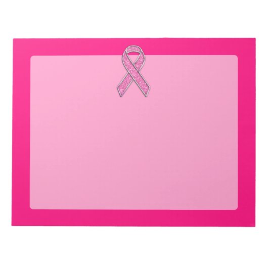 クロムベルトグリッタースタイルピンクリボン認識度 ノートパッド (正面)