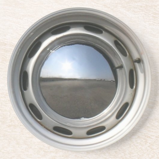 クロムホイールキャップが付いている356のクラシック車車輪(縁) コースター (正面)