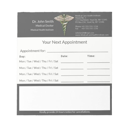 クロムホログラフィック3Dカドゥセウス医療アポイントメント ノートパッド (正面)