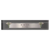 クロムホログラフィック3D医療用カデュース デスクネームプレート (正面)