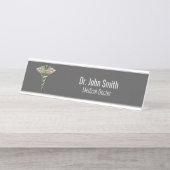 クロムホログラフィック3D医療用カデュース デスクネームプレート (正面)