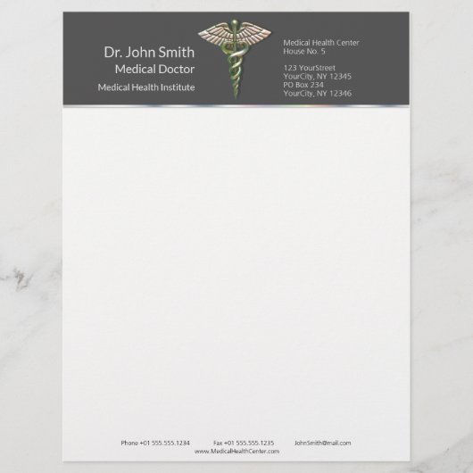 クロムホログラフィック3D医療用カデュース レターヘッド (正面)