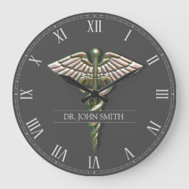 クロムホログラフィック3D医療用カドゥセウス ラージ壁時計