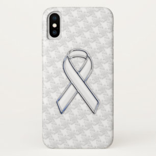 クロムホワイトリボン認識度オン千鳥格子のスタイル iPhone X ケース