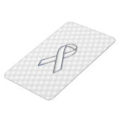 クロムホワイトリボン認識度オン千鳥格子のプリント マグネット (左側)