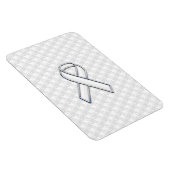 クロムホワイトリボン認識度オン千鳥格子のプリント マグネット (右側)