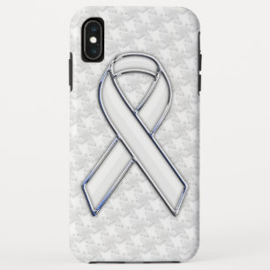 クロムホワイトリボン認識度オン千鳥格子のプリント iPhone XS MAXケース