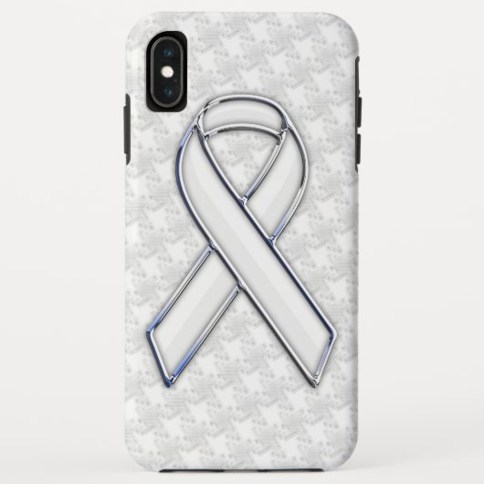 クロムホワイトリボン認識度オン千鳥格子のプリント Case-Mate iPhoneケース (裏面)