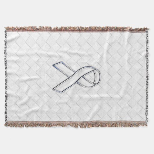 クロムホワイトリボン認識度市松模様にオン スローブランケット (正面)