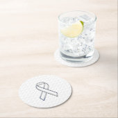 クロムホワイトリボン認識度市松模様にオン ラウンドペーパーコースター (インサイチュ)