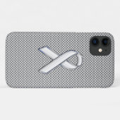 クロムホワイトリボン認識度炭素繊維プリント Case-Mate iPhoneケース (裏面(横))