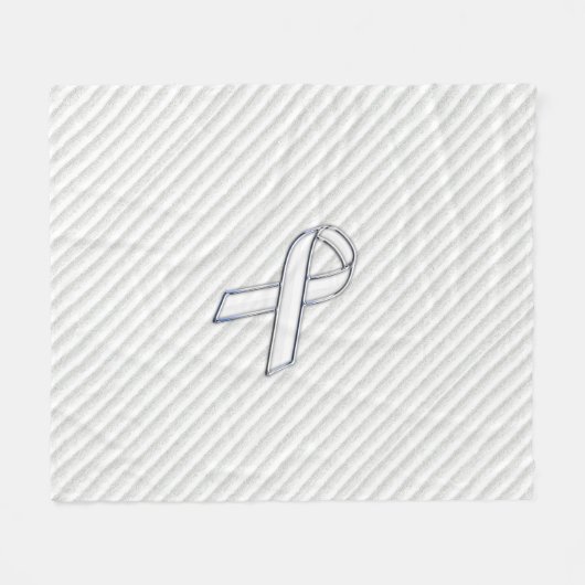 クロムホワイトリボン認識度(粒状のストライプ) フリースブランケット (正面(横))