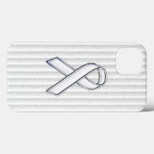 クロムホワイトリボン認識度(粒状のストライプ) Case-Mate iPhoneケース (裏面 (横))
