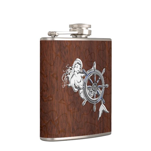 クロムマーメイドオンウェットマホガニープリント フラスク (右)
