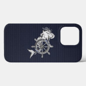 クロムマーメイドオンカーボンファイバプリント Case-Mate iPhoneケース (裏面 (横))