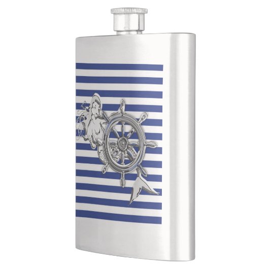 クロムマーメイドオンネイビーストライププリント フラスク (左)