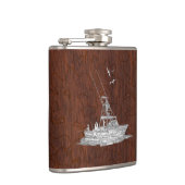 クロムマーリン魚釣りボートオンウェットマホガニープリント フラスク (右)