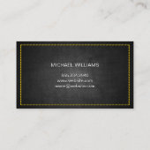 クロムメタリック |濃いテクスチャ黄色のステッチ 名刺 (裏面)