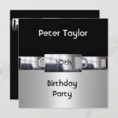 クロムメタルシルバーメンズ30thバースデーマン 招待状 (正面/裏面)