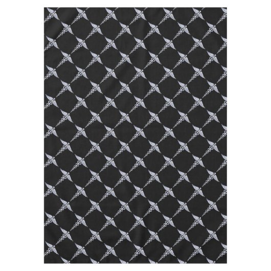 クロムライクカドゥセウス医療シンボルブラックデコール テーブルクロス (正面)