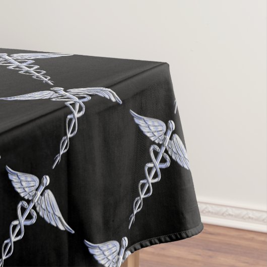 クロムライクカドゥセウス医療シンボルブラックデコール テーブルクロス (インサイチュ)
