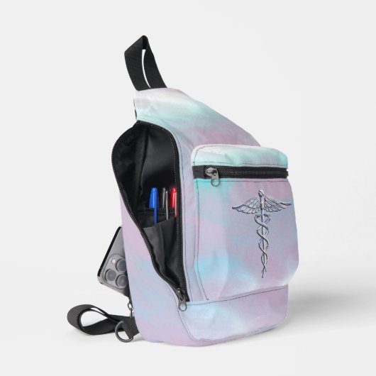 クロムライクカドゥセウス医療シンボルマザーパールD スリングバッグ (見開き)