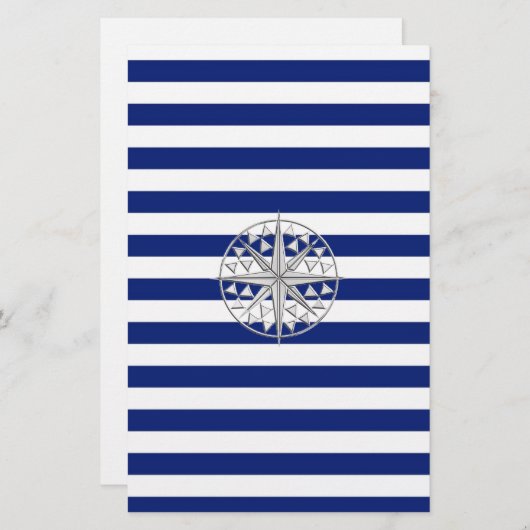 クロムライクコンパス航海のオンストライプ 便箋 (正面/裏面)