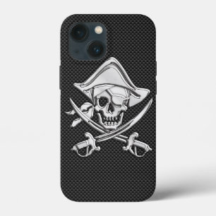 クロムライクシーリングクロスボーンズ炭素繊維スタイル iPhone 13 MINIケース