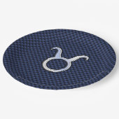 クロムライクトーラス〔占星術の〕十二宮図サインブルーカーボンプリント ペーパープレート (アングル)