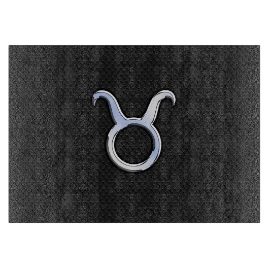 クロムライクトーラス〔占星術の〕十二宮図ブラックスネークスキン カッティングボード (正面)