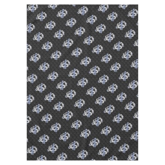 クロムライクドラゴンオンブラックスネークスキンプリント テーブルクロス (正面)