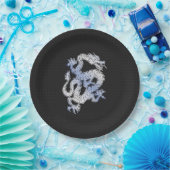 クロムライクドラゴンオンブラックスネークスキンプリント ペーパープレート (パーティー)