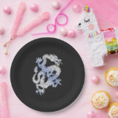 クロムライクドラゴンオンブラックスネークスキンプリント ペーパープレート (パーティー)