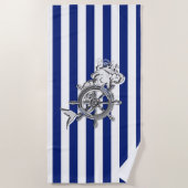 クロムライクマーメイド航海のオンストライプズ ビーチタオル (正面)