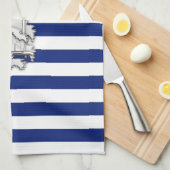 クロムライクライトハウスオンストライプ航海の キッチンタオル (四つ折り)