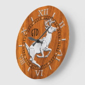 クロムライクランニング鹿チーク素晴らしプリントモノグラム ラージ壁時計 (傾斜)