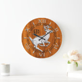 クロムライクランニング鹿チーク素晴らしプリントモノグラム ラージ壁時計 (ホーム)